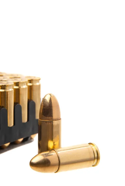 Box Cartridges Pistol Ammunition Weapons Isolate White Background — Stock Photo, Image