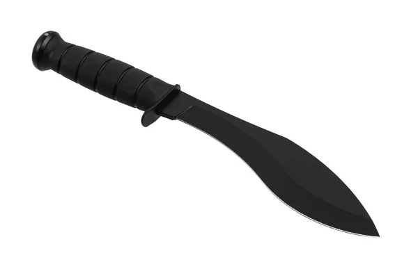 Velký Mačetový Nůž Černou Zakřivenou Čepelí Moderní Zbraně Izolovat Bílém — Stock fotografie