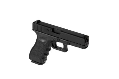 Hava tabancası. Hava yumuşaklığı, spor ve eğlence için modern pnömatik silah. Bir manken, gerçek bir tabancanın kopyası. Beyaz arkaplanda izole et.