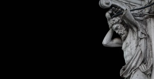 Classic Statue Titan Atlas Holding Vault Wires Pass Damaged Sculpture — Stok fotoğraf