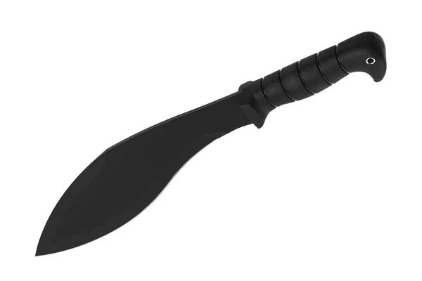Duży Maczetowy Nóż Czarnym Zakrzywionym Ostrzem Nowoczesna Broń Krawędziowa Izolacja — Zdjęcie stockowe