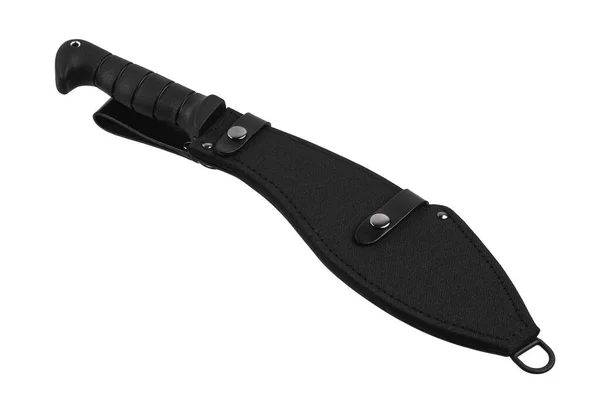 Large Machete Knife Black Curved Blade Modern Edged Weapons Isolate — Fotografia de Stock