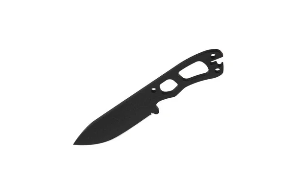 Modern Hunting Knife Black Blade Steel Arms Isolate White Background — ストック写真