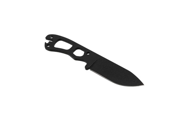 Modern Hunting Knife Black Blade Steel Arms Isolate White Background — Stockfoto