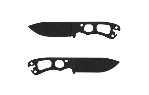 Modern Hunting Knife Black Blade Steel Arms Isolate White Background —  Fotos de Stock