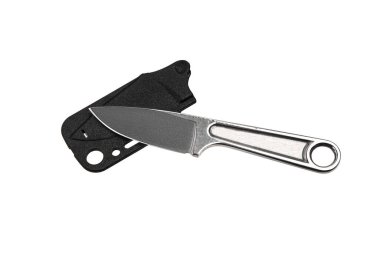 İngiliz anahtarından yapılmış metal saplı bir bıçak. Alet silahı. Beyaz arkaplanda izole et.