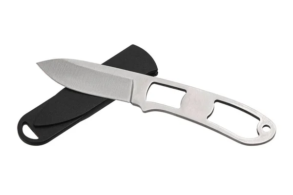 Rzucam Srebrnym Nożem Broń Ninja Lub Zabójcy Izolacja Białym Tle — Zdjęcie stockowe