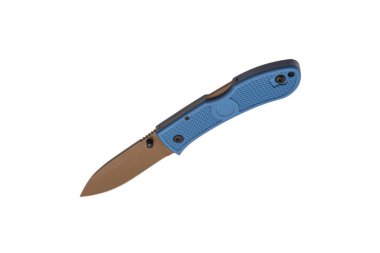 Cep çakısı beyaz arka planda izole edilmiş. Katlanan bir bıçakla küçük metal bir bıçak..