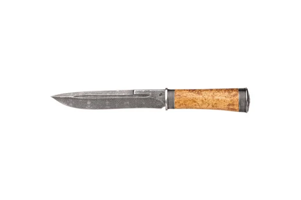 Hunting Knife Wooden Handle Isolated White Background — Stock Photo, Image