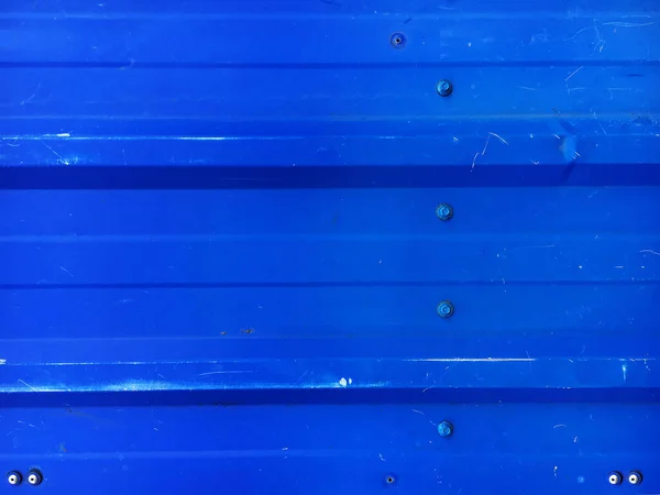 Niebieska Falista Struktura Metalowa Śrubami Nitami — Zdjęcie stockowe
