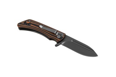 Cep çakısı beyaz arka planda izole edilmiş. Katlanan bir bıçakla küçük metal bir bıçak..