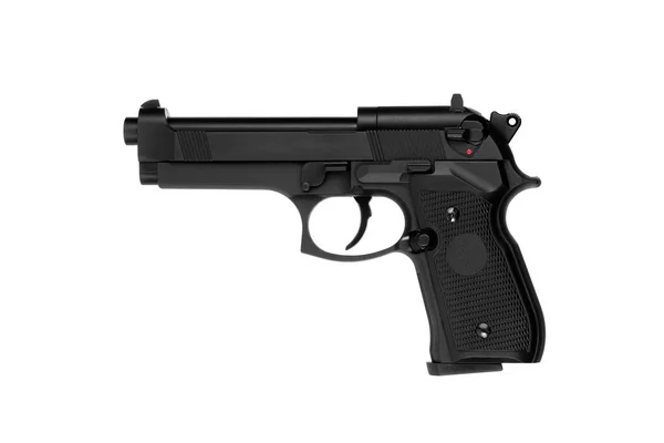 Pistola Pneumática Para Esportes Entretenimento Armas Airsoft Isolar Fundo Branco — Fotografia de Stock