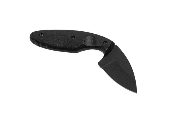 Modernes Taktisches Messer Mit Schwarzer Klinge Und Gebogenem Gummigriff Stahlarme — Stockfoto