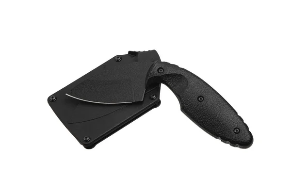 Modernes Taktisches Messer Mit Schwarzer Klinge Und Gebogenem Gummigriff Stahlarme — Stockfoto