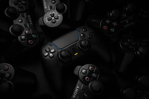 October 2022 Odessa Ukraine Black New Playstation Gamepad Dualsense Dark — Stock Photo, Image
