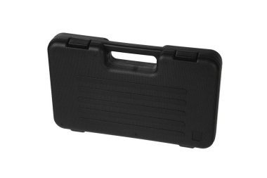 Siyah bir çantada temizlik için bir set beyaz arka planda izole edilmiş. Silah bakımı araçları.