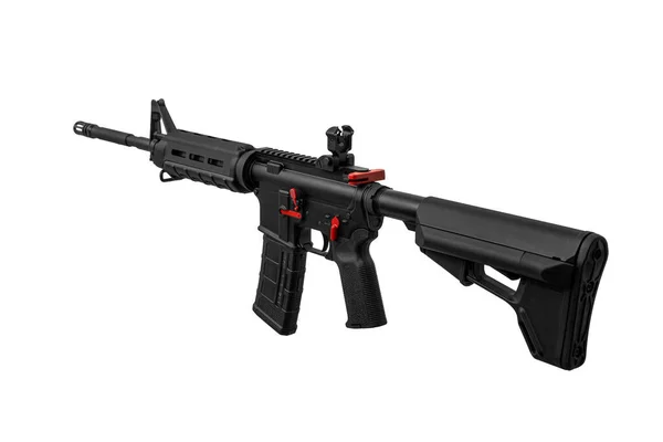Fusil Automático Moderno Con Elementos Rojos Aislados Sobre Fondo Blanco —  Fotos de Stock