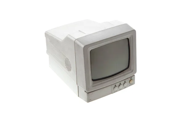 Pequeño Viejo Monitor Crt Electrónica Vintage Aislar Sobre Fondo Blanco — Foto de Stock