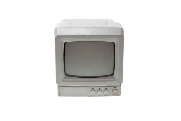 Small Old Crt Monitor Vintage Electronics Isolate White Background — Stock Photo, Image