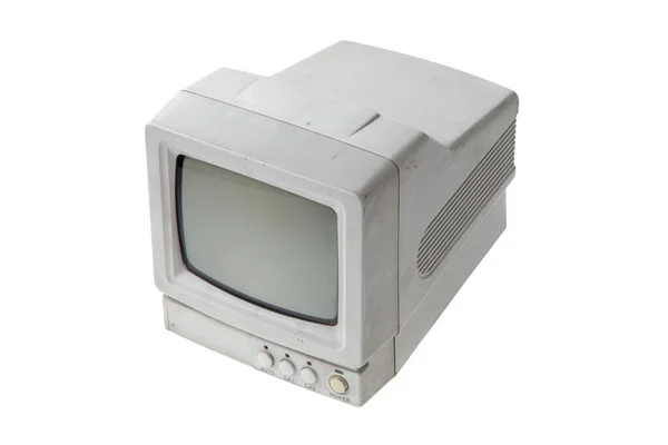 Small Old Crt Monitor Vintage Electronics Isolate White Background — Stock Photo, Image