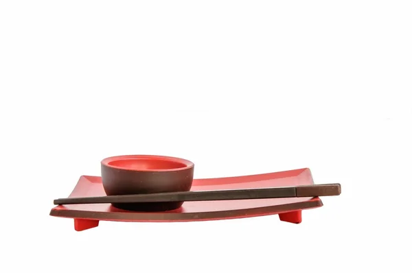 Komple Kırmızı boş sushi set yakın çekim. 