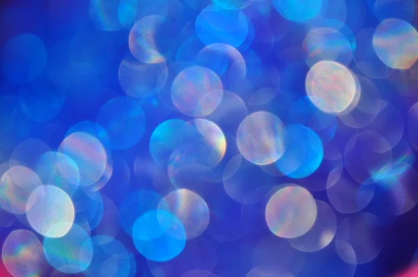 Abstracte Cirkels Gemaakt Van Licht Nacht Blauwe Bokeh Abstracte Achtergrond — Stockfoto