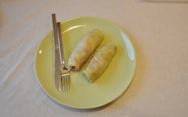 Carne Picada Rolou Repolho Chamado Sarma Uma Chapa Sarma Prato — Fotografia de Stock