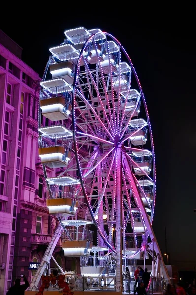 Rijeka Croacia Febrero 2022 Iluminación Ferris Rueda Por Noche Parque — Foto de Stock