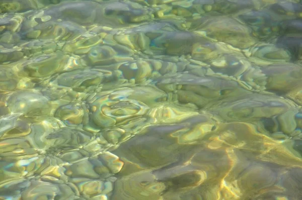 Textura Clara Água Mar Pedras Mar Subaquático Superfície Com Ondulações — Fotografia de Stock