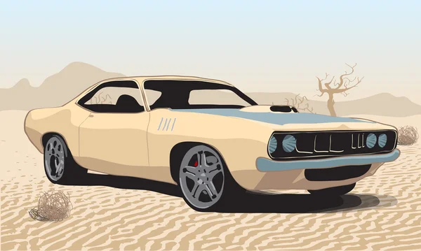 Car in desert — Stock Vector
