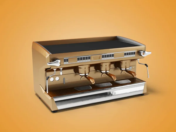 Illustratie Van Bruine Koffiezetapparaat Voor Coffeeshop Perspectief Oranje Achtergrond Met — Stockfoto