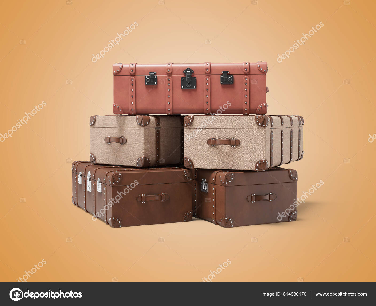 3d vintage suitcase set