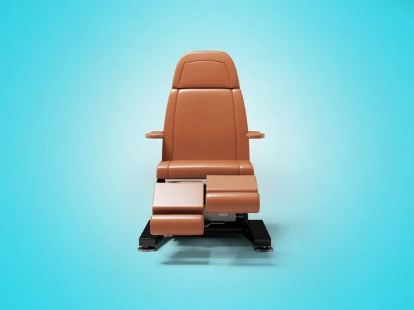 3D illustration of pedicure chair front view on blue background with shadow