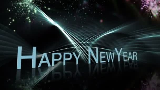 Szczęśliwego Nowego Roku z fajerwerkami — Wideo stockowe