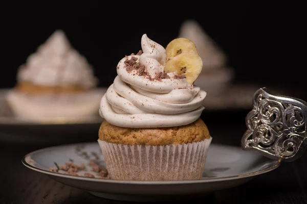 Vegane Banana Cupcake Royaltyfrie stock-fotos