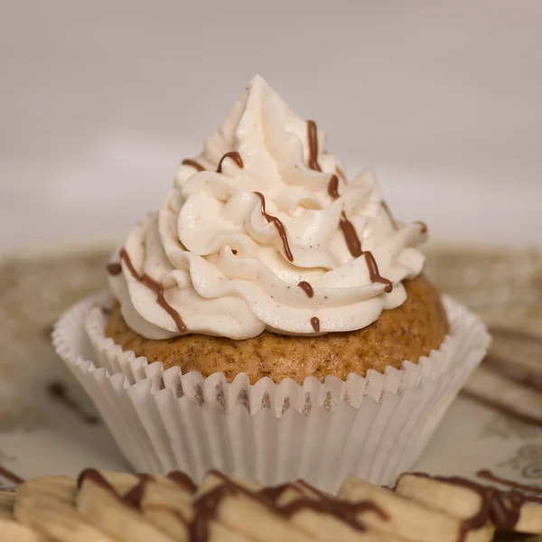 Vegan banan vanilj cupcake Stockbild