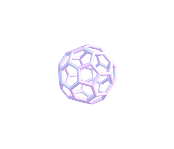 Ilustración de la molécula de Fullerene aislada en blanco —  Fotos de Stock