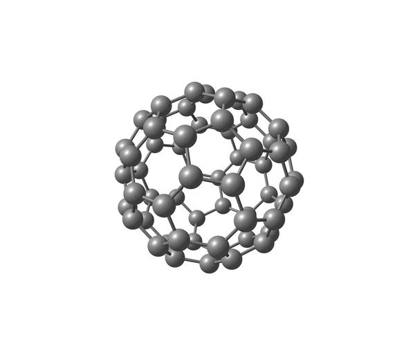 Ilustración de la molécula de Fullerene aislada en blanco — Foto de Stock