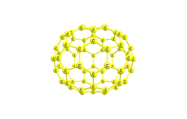 Illustrazione della molecola di Fullerene isolata su bianco — Foto Stock