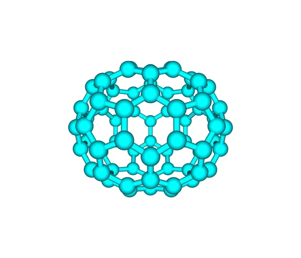 Illustrazione della molecola di Fullerene isolata su bianco — Foto Stock
