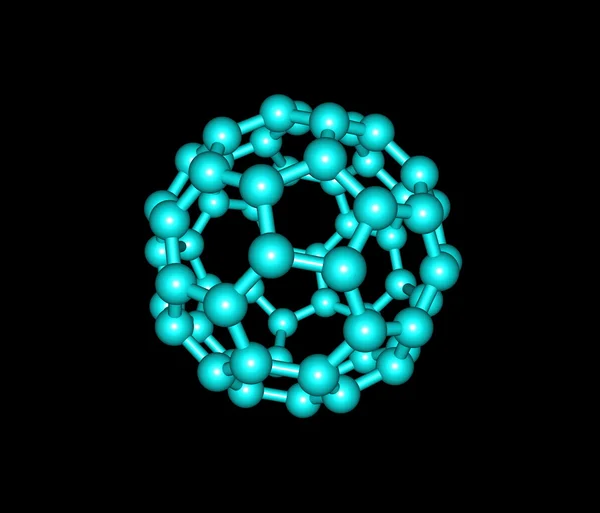 Fulleren molekyl illustration isolerade på svart Royaltyfria Stockfoton