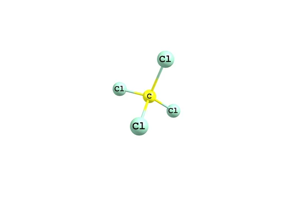 Tetrachloromethane μοριακή δομή που απομονώνονται σε λευκό — Φωτογραφία Αρχείου