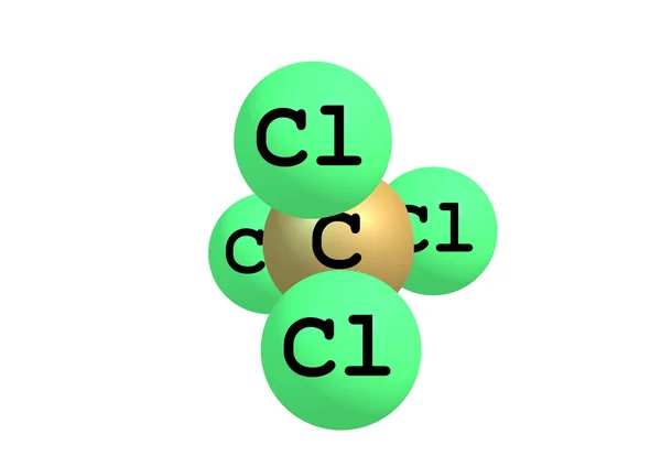 Moleculaire structuur tetrachloormethaan geïsoleerd op wit — Stockfoto