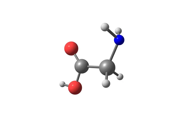 Moleculaire structuur Glycine geïsoleerd op wit — Stockfoto