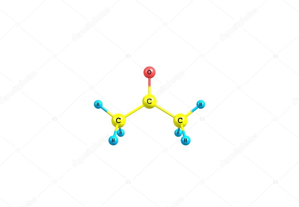 Acetone molecular structure isolated on white