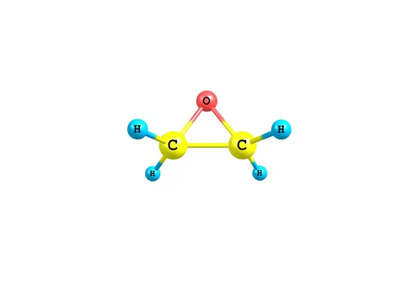 环氧乙烷分子结构上白色孤立 — 图库照片