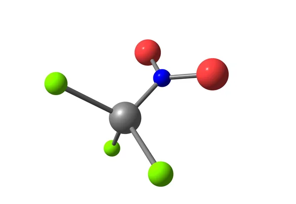 三氯硝基甲烷分子结构上白色孤立 — 图库照片