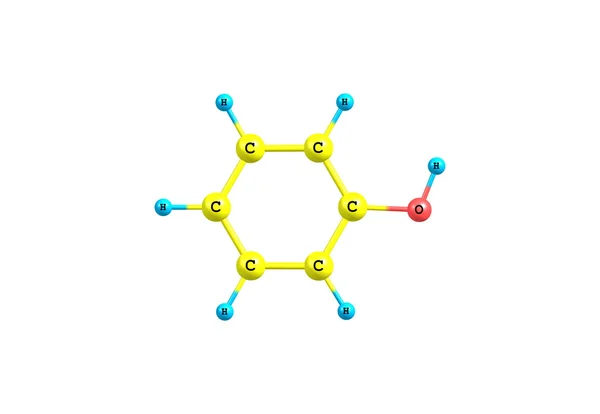 Phenol molekulare Struktur isoliert auf weiß — Stockfoto