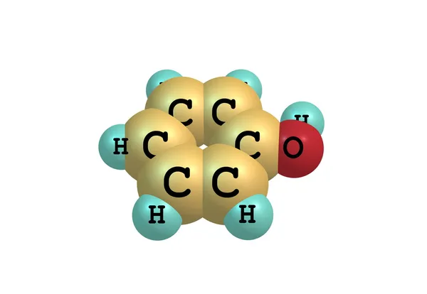 Moleculaire structuur fenol geïsoleerd op wit — Stockfoto