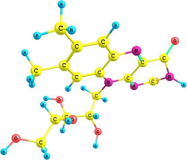 riboflavin (b2) moleküler yapısı beyaz zemin üzerine